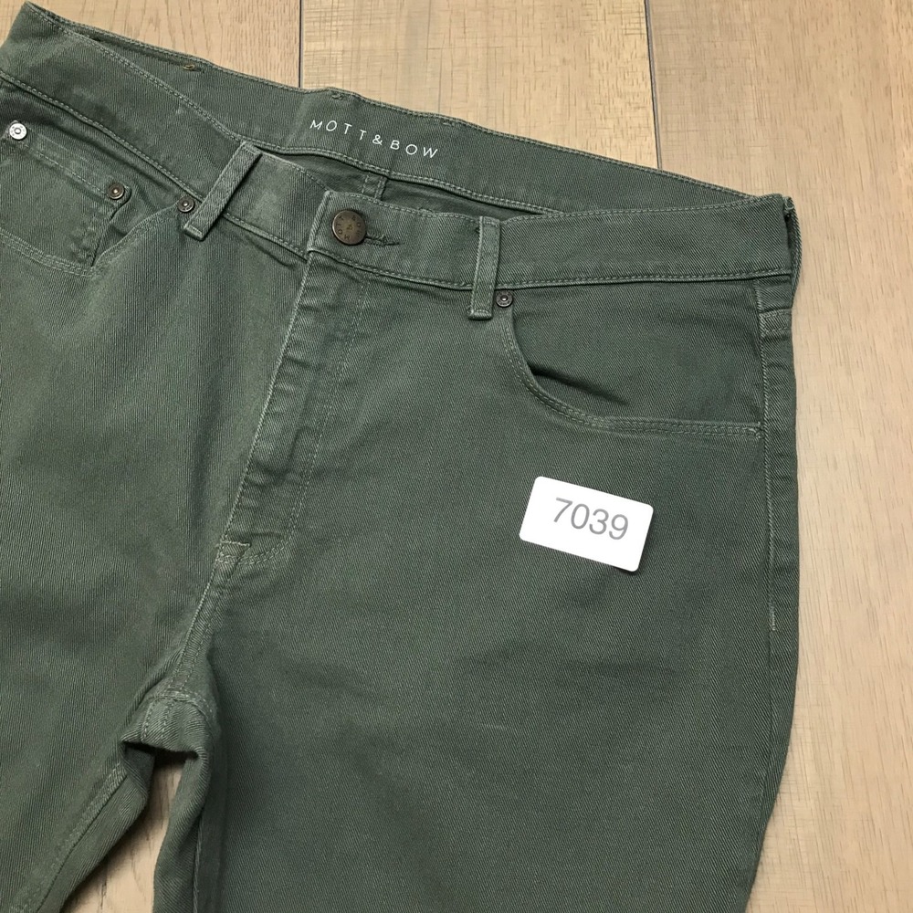Mott & Bow Jeans Mens Size 35 X 32 Straight Mercer Moss Green Denim Stretch - Picture 14 of 14